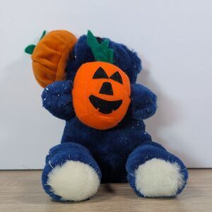 Vintage Kuddle Me Toys Bear Plush Holding Pumpkins Halloween Stuffed Animal